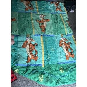 VTG 1990 Disney Winnie The Pooh Reversible Twin Comforter Pooh & Tigger